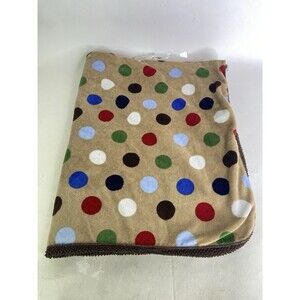 Circo Target Brown Tan Sherpa Polka Dot Circles Baby Blanket Blue Red White